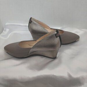 Cole Hann Grand Ambition Sport Gray/Metallic Leather Wedges NWOT